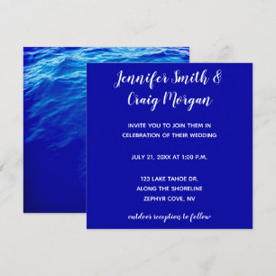 Invitación Boda de caligrafía moderna con agua azul