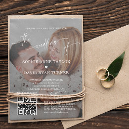 Invitación Boda de caligrafía moderna con código QR