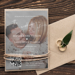 Invitación Boda de caligrafía moderna con código QR