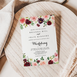 Invitación Boda de caligrafía moderna con flores de primavera