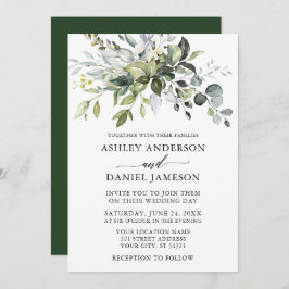 Invitación Boda de caligrafía moderna de acuarela verde