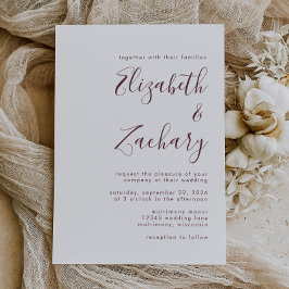 Invitación Boda de caligrafía moderna de Borgoña