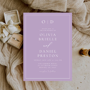 Invitación Boda de caligrafía moderna de Lilac Mauve minimali