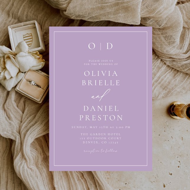 Invitación Boda de caligrafía moderna de Lilac Mauve minimali (Subido por el creador)