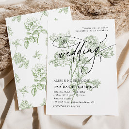 Invitación Boda de caligrafía moderna de Sage Green Floral