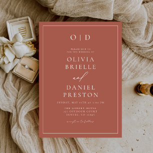 Invitación Boda de caligrafía moderna de Terracota minimalist