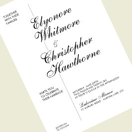 Invitación Boda de Caligrafía Moderna Elegante en Blanco y Ne