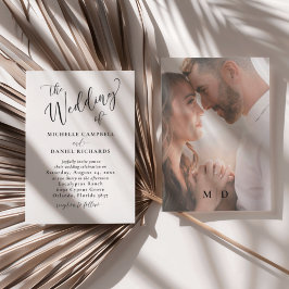 Invitación Boda de caligrafía moderna en blanco y negro