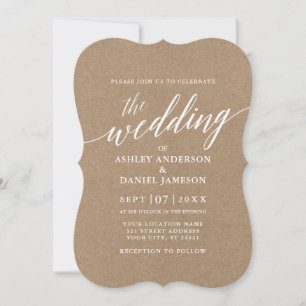 Invitación Boda de caligrafía moderna Kraft