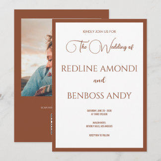 Invitación Boda de Caligrafía Moderna Minimalista de Cobre Pr