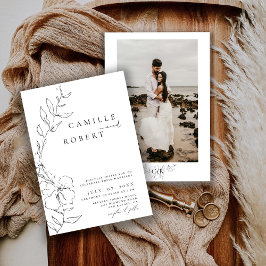 Invitación Boda de Caligrafía Moderna Minimalista Negro/Blanc