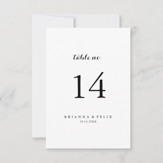 Invitación Boda de caligrafía moderna Número de tabla (Anverso)