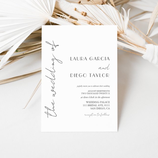 Invitación Boda de caligrafía moderna simple (Subido por el creador)