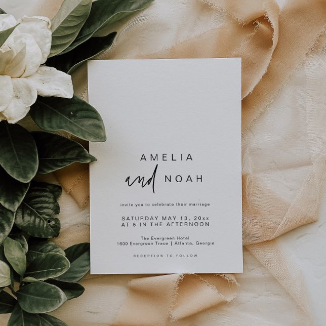 Invitación Boda de caligrafía moderna simple y elegante (Subido por el creador)