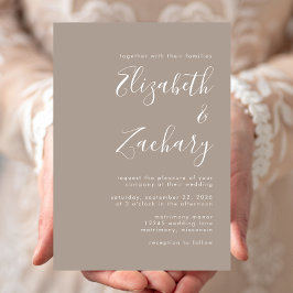 Invitación Boda de Caligrafía Moderna Taupe