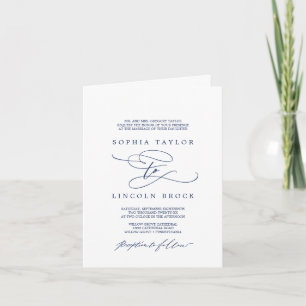 Invitación Boda de caligrafía naval romántico