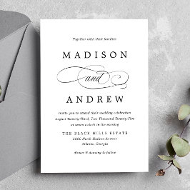 Invitación Boda de Caligrafía Negra Querida
