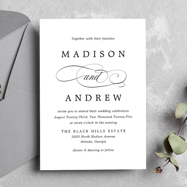 Invitación Boda de Caligrafía Negra Querida (Subido por el creador)