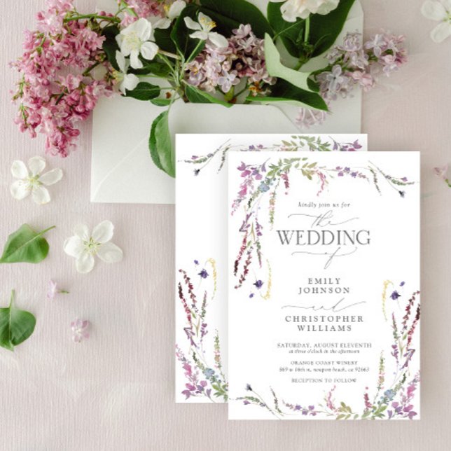 Invitación Boda de caligrafía Purple Wildflower (Subido por el creador)