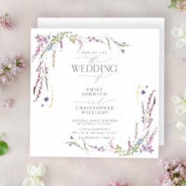 Invitación Boda de caligrafía Purple Wildflower