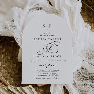 Invitación Boda de caligrafía romántica monograma Boho Arch