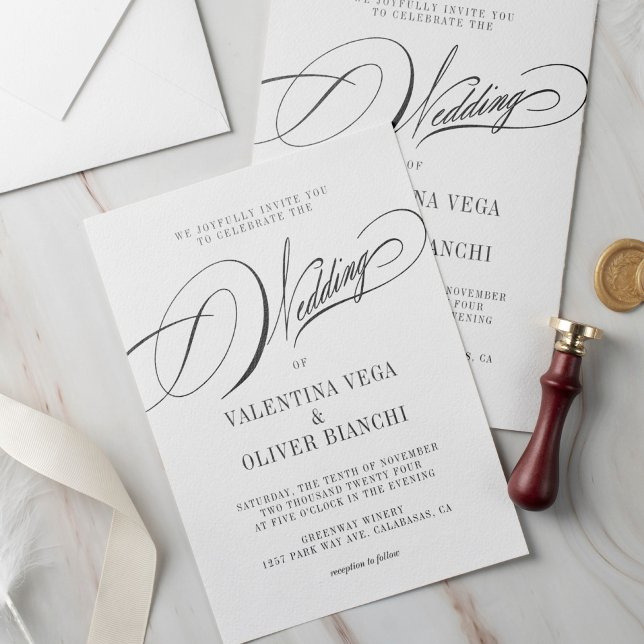 Invitación Boda de caligrafía romántica y elegante (Subido por el creador)