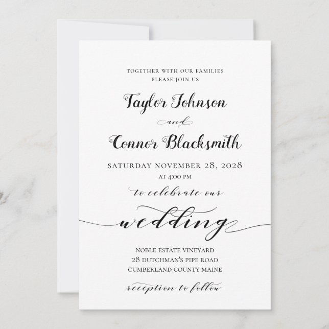 Invitación Boda de caligrafía rusa (Anverso)