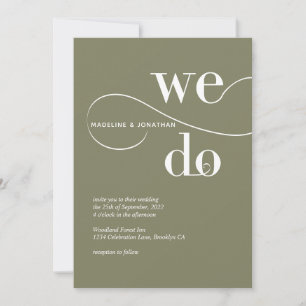 Invitación Boda de caligrafía Sage Green minimalista