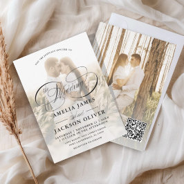 Invitación Boda de Caligrafía Sencilla con Superposición de 2