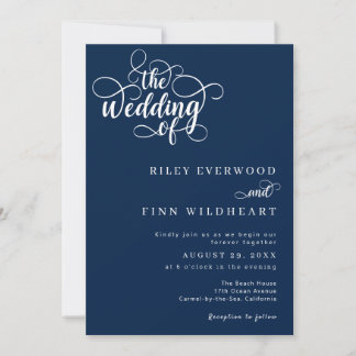 Invitación Boda de caligrafía simple clásica