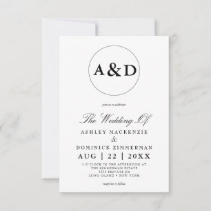 Invitación Boda de caligrafía simple de monograma Lucia Scrip
