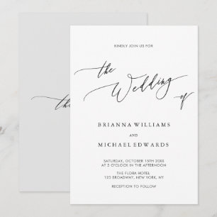 Invitación Boda de caligrafía simple y elegante