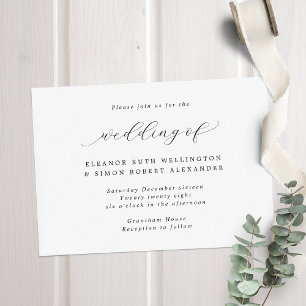 Invitación Boda de caligrafía simple y elegante