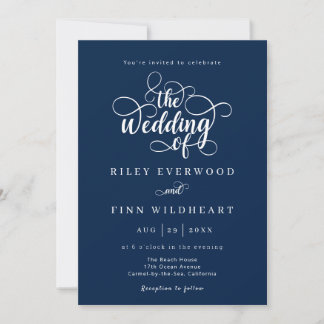 Invitación Boda de caligrafía simple y elegante