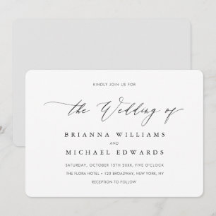 Invitación Boda de caligrafía simple y elegante