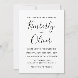 Invitación Boda de caligrafía simple y mínima en blanco y neg