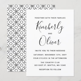 Invitación Boda de caligrafía simple y mínima en blanco y neg