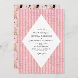 Invitación Boda de caligrafía temática rosa y dorada París
