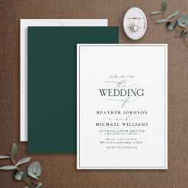Invitación Boda de caligrafía verde esmeralda moderna