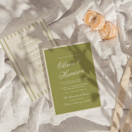 Invitación Boda de Caligrafía Verde Oliva Todo en Uno