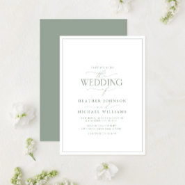 Invitación Boda de caligrafía verde sage moderna