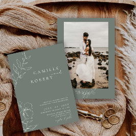 Invitación Boda de Caligrafía Verde Salvia Minimalista Modern