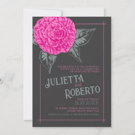Invitación Boda de camellia con tinta marrón rosa