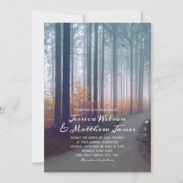 Invitación Boda de Camino de Granja de Bosques Rusos Fall Woo (Anverso)