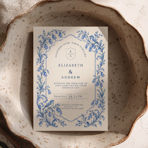 Invitación Boda de campanilla azul Chinoiserie Pájaros