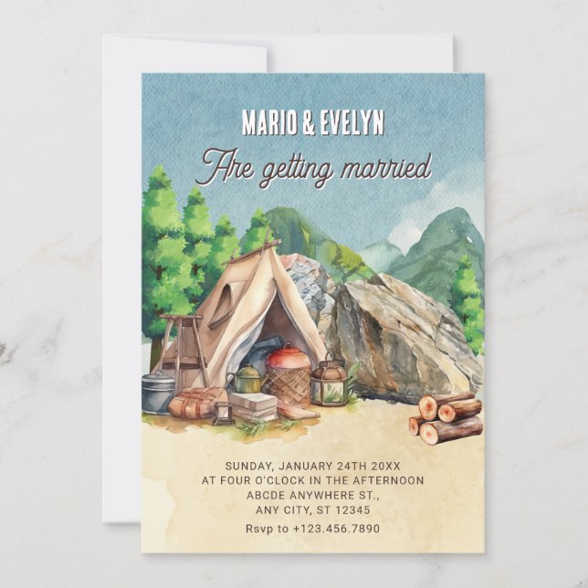 Invitación Boda de camping (Anverso)