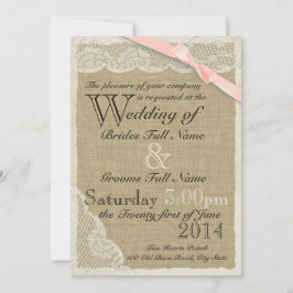 Invitación Boda de campo antigua de Rubor Bow
