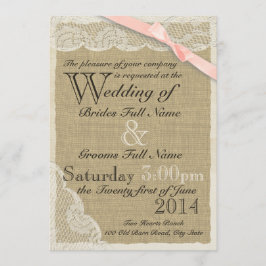 Invitación Boda de campo antigua de Rubor Bow