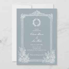 Invitación Boda de Campo Azul Pizarra Francés