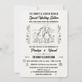 Invitación Boda de Campo Besando Vacas